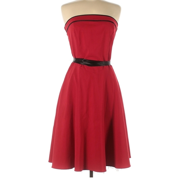 Ruby Rox Red Pinup Style Strapless Dress - Picture 4 of 5
